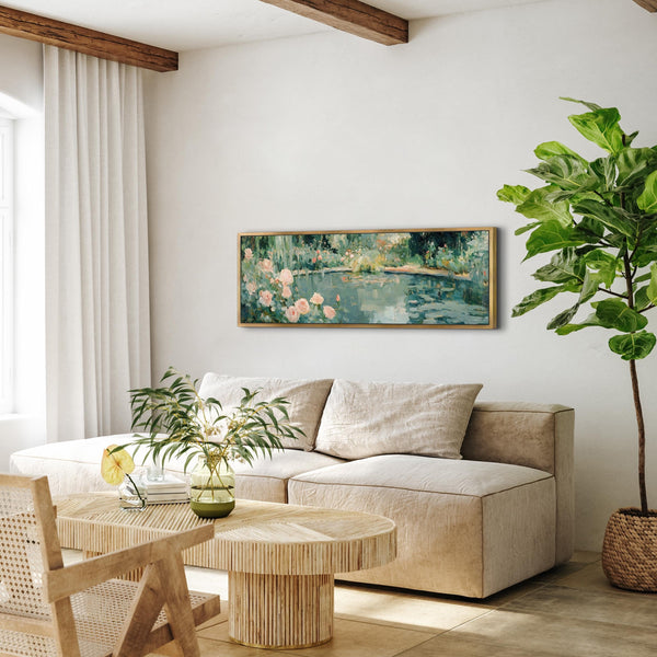 Abstract Garden Pond Painting Canvas Art - View 4