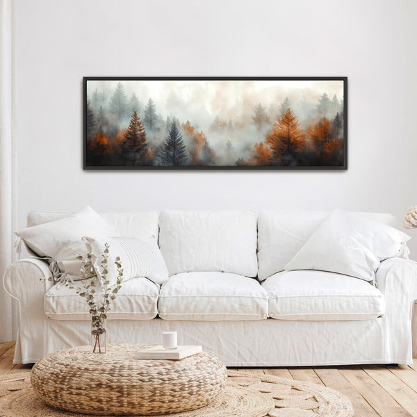 Misty Forest Landscape Art Print - Rustic Canvas Art - View 7