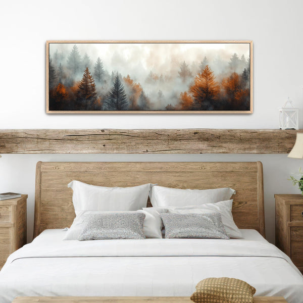 Misty Forest Landscape Art Print - Rustic Canvas Art - View 8