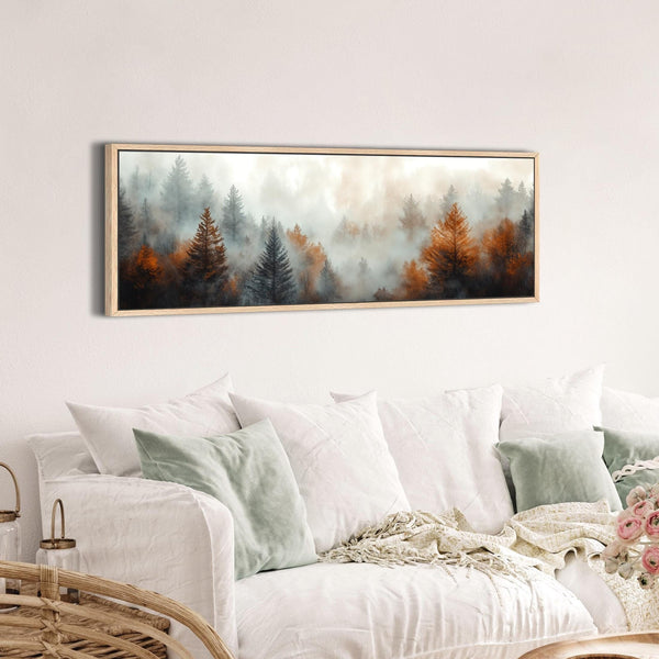 Misty Forest Landscape Art Print - Rustic Canvas Art