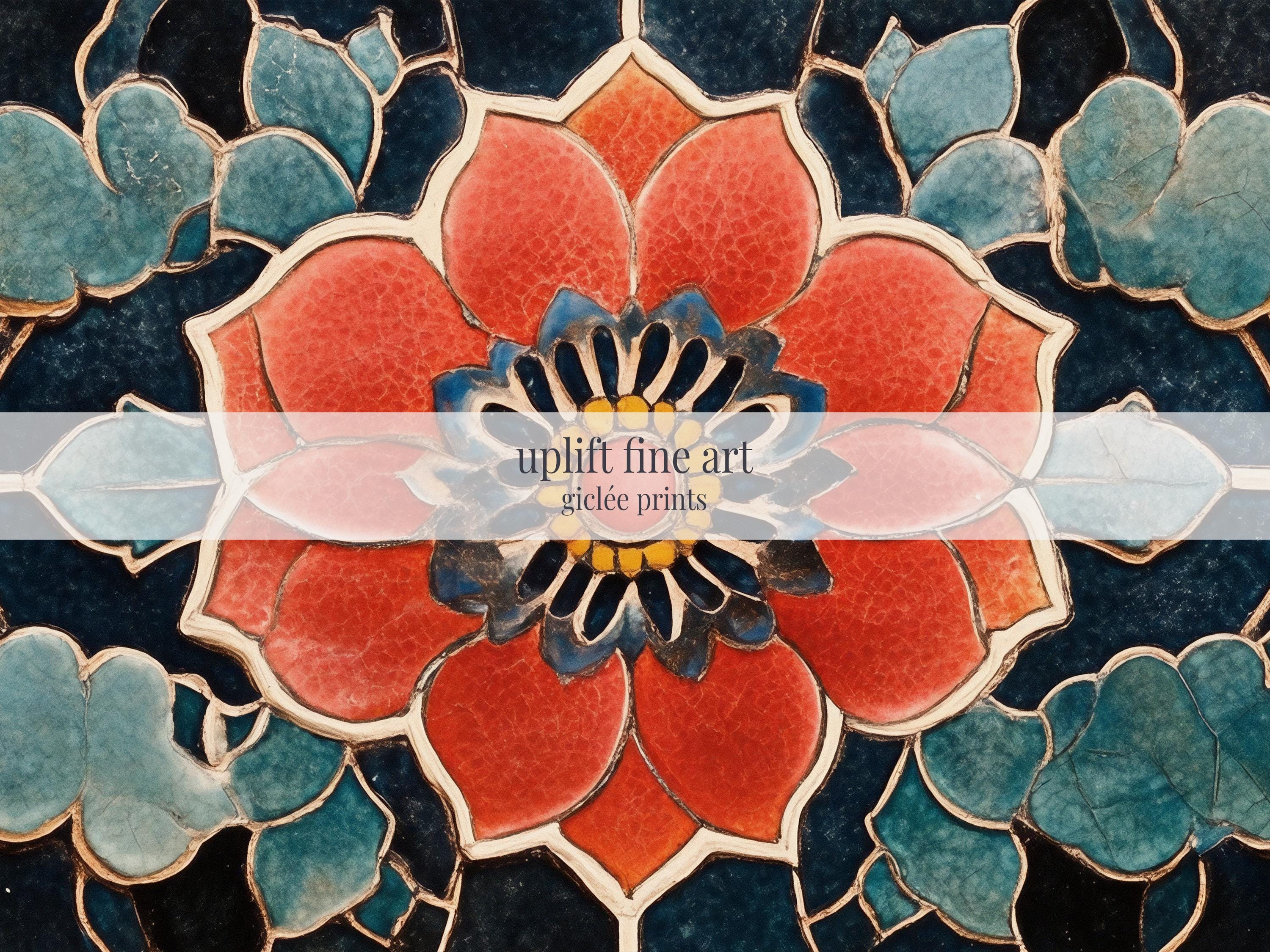 Vintage Flower Mosaic Wall Art Canvas Art - View 2