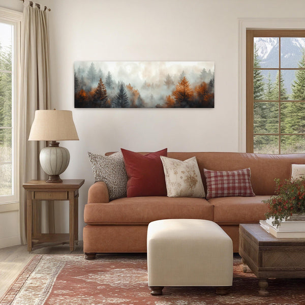 Misty Forest Landscape Art Print - Rustic Canvas Art - View 5