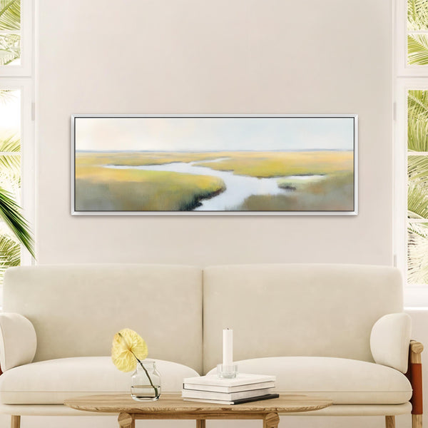 River Landscape Painting Wall Art - Minimalist Canvas Art - View 3