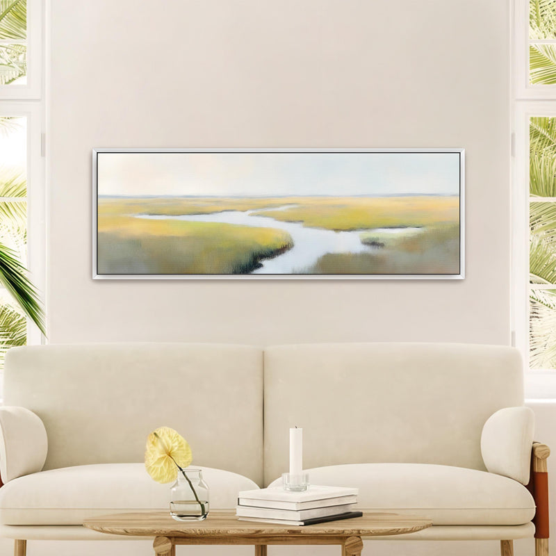 River Landscape Painting Wall Art - Minimalist Canvas Art - View 3
