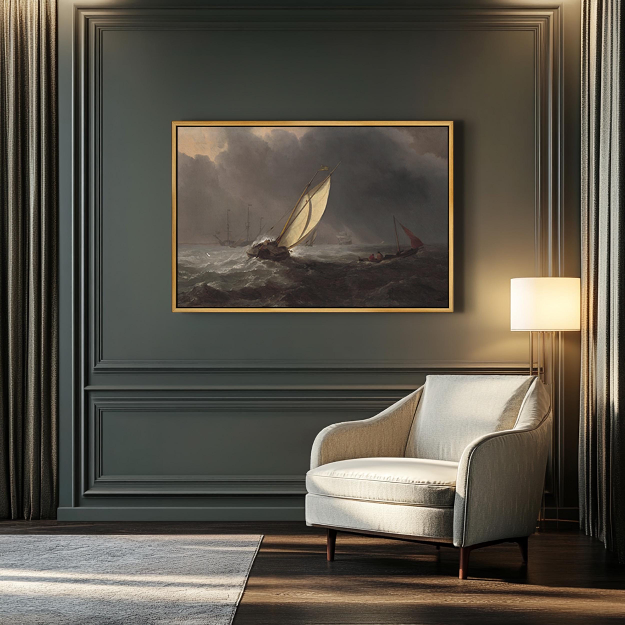 Vintage Stormy Sea Painting Canvas Art for Living room - View 4