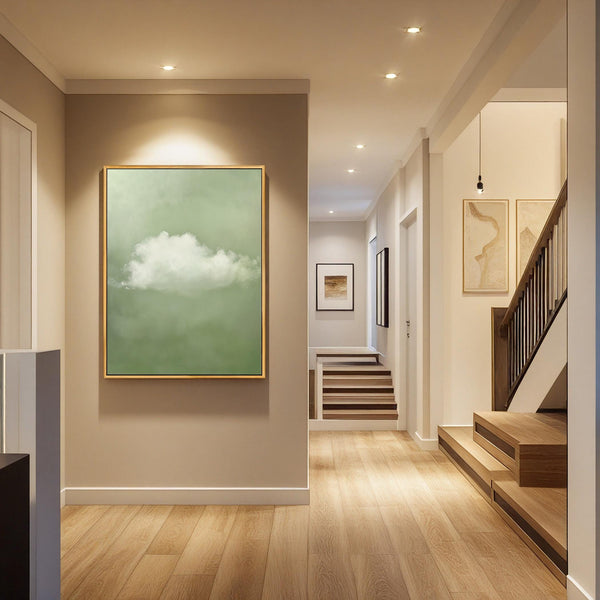 Minimalist Sage Green Cloud Art Print Canvas Art for Office - View 5