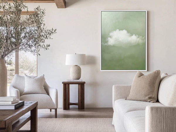 Minimalist Sage Green Cloud Art Print Canvas Art for Office - View 4