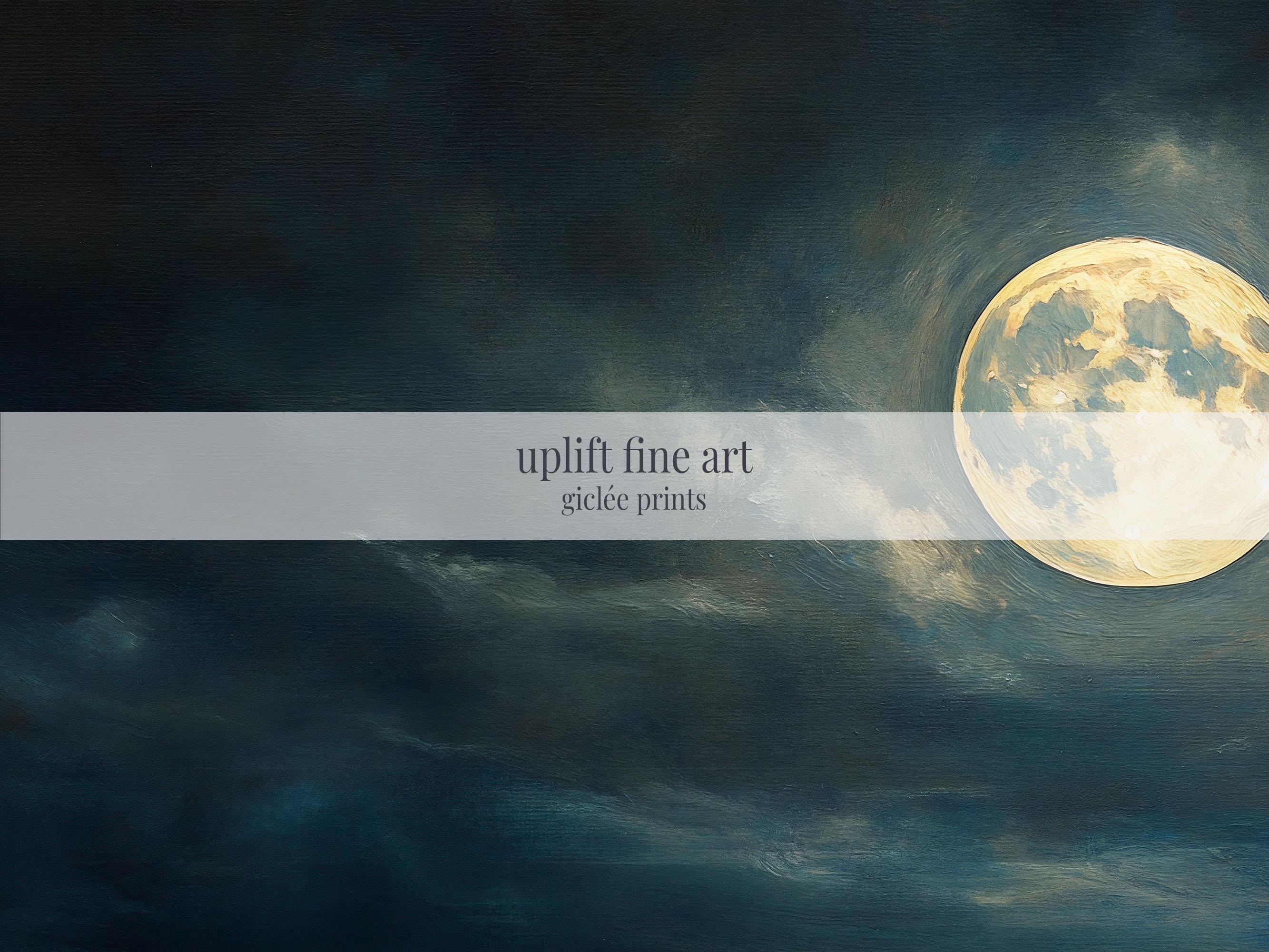 Moon At Night Painting - Moody Canvas Art - View 2