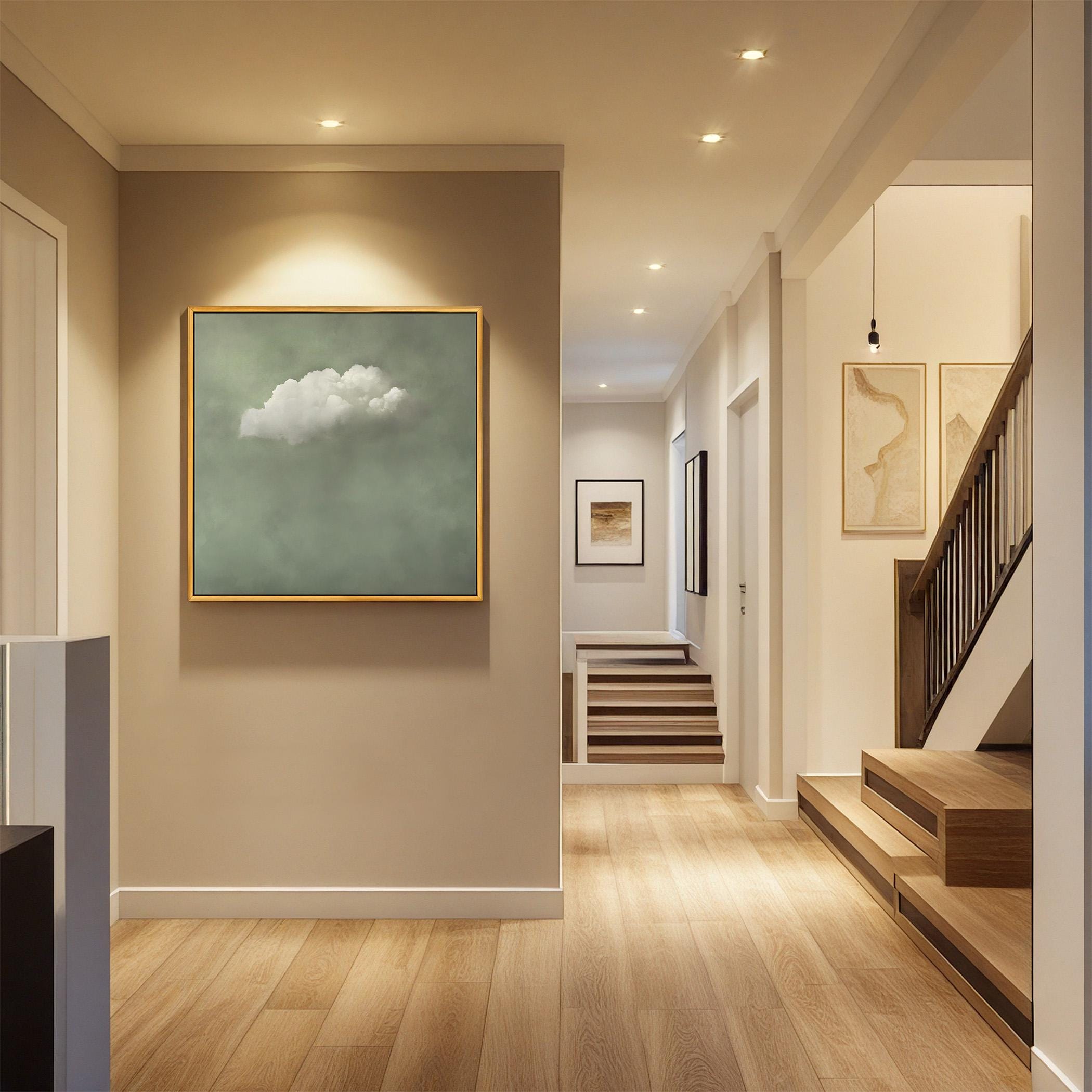 Minimalist Sage Green Cloud Art Print Canvas Art for Office - View 7