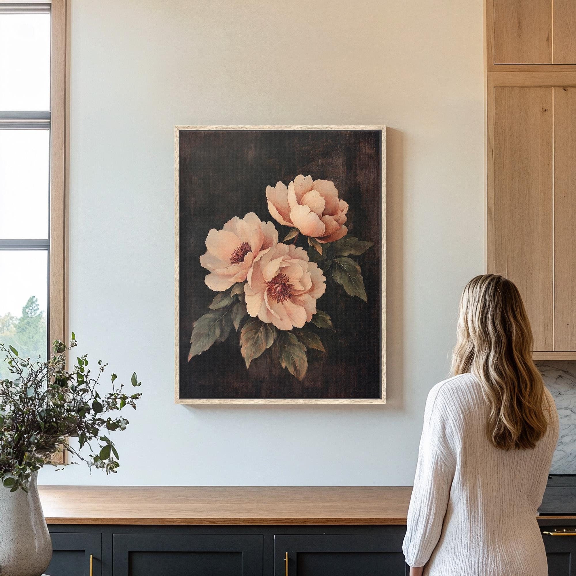 Vintage Peony Wall Art Canvas Art for Living room