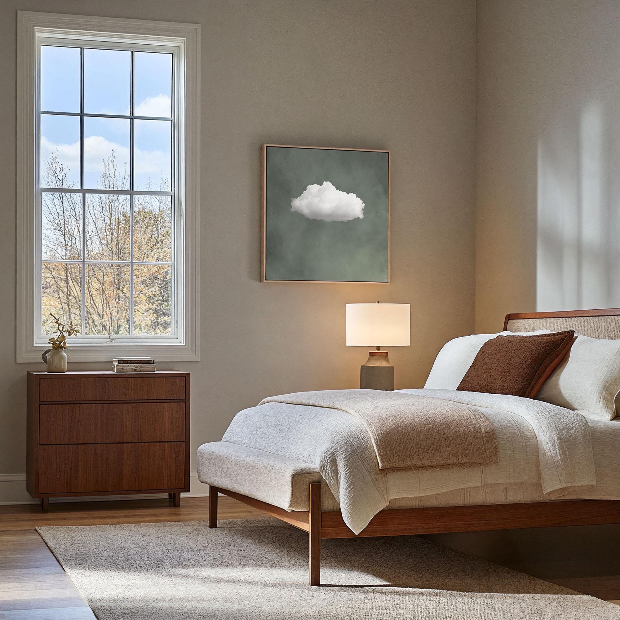 Sage Green Cloud Wall Art - Modern Canvas Art for Office - View 4