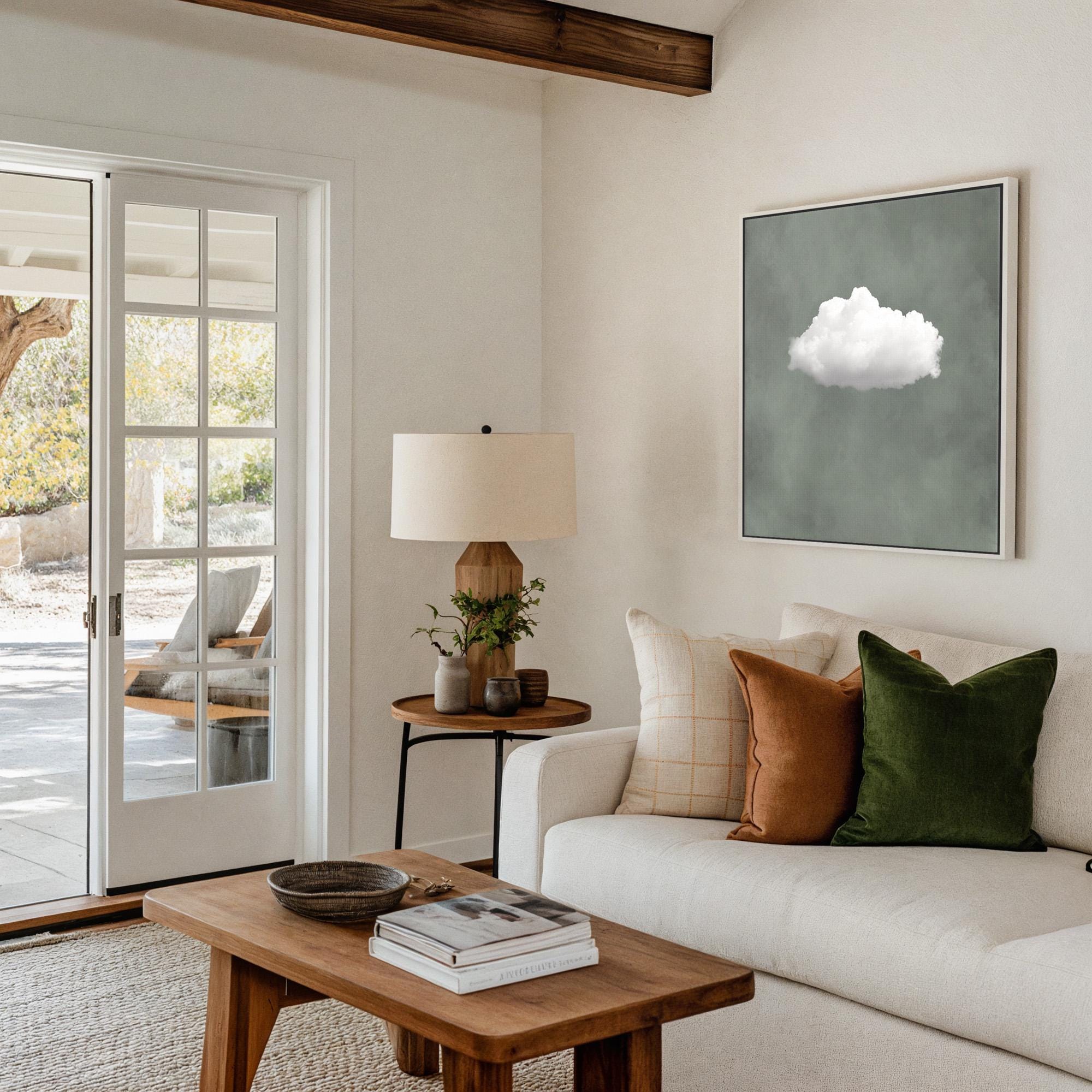 Sage Green Cloud Wall Art - Modern Canvas Art for Office - View 9