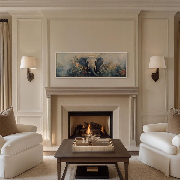 Elephant In Bloom Wall Art - Moody Canvas Art - View 8