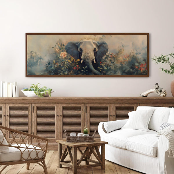 Elephant In Bloom Wall Art - Moody Canvas Art - View 5