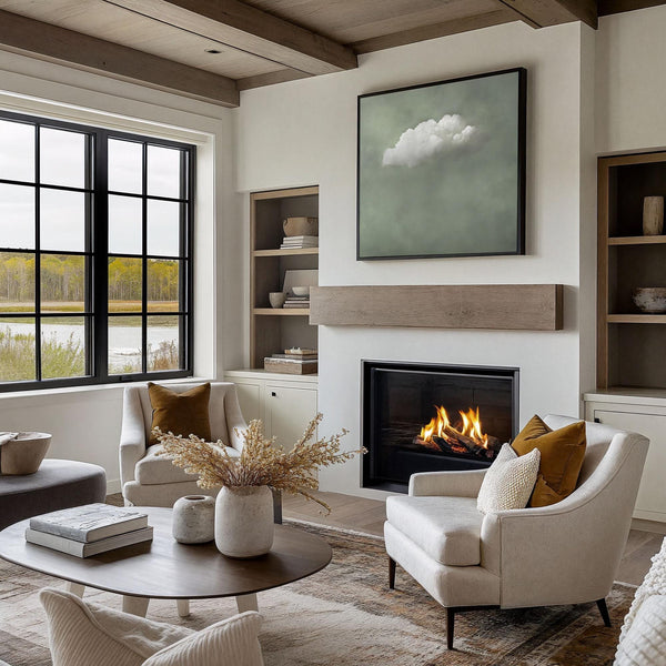 Minimalist Sage Green Cloud Art Print Canvas Art for Office - View 6