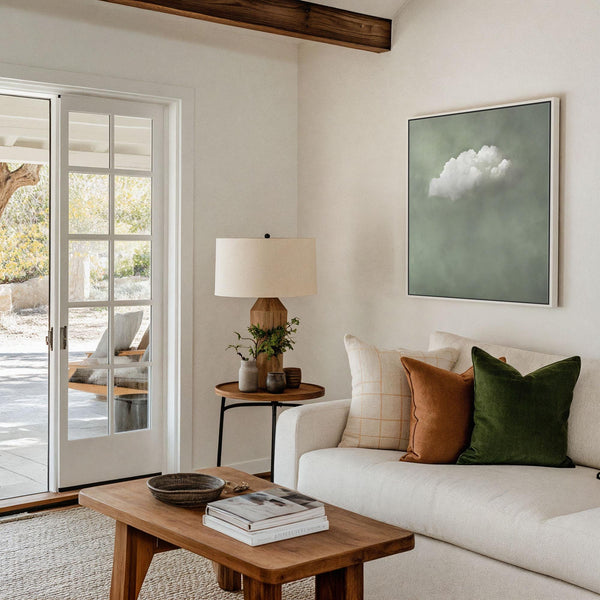 Minimalist Sage Green Cloud Art Print Canvas Art for Office - View 3