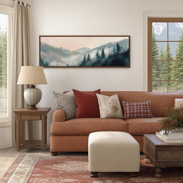 Misty Pine Forest Landscape Canvas Art - Neutral Canvas Art - View 8