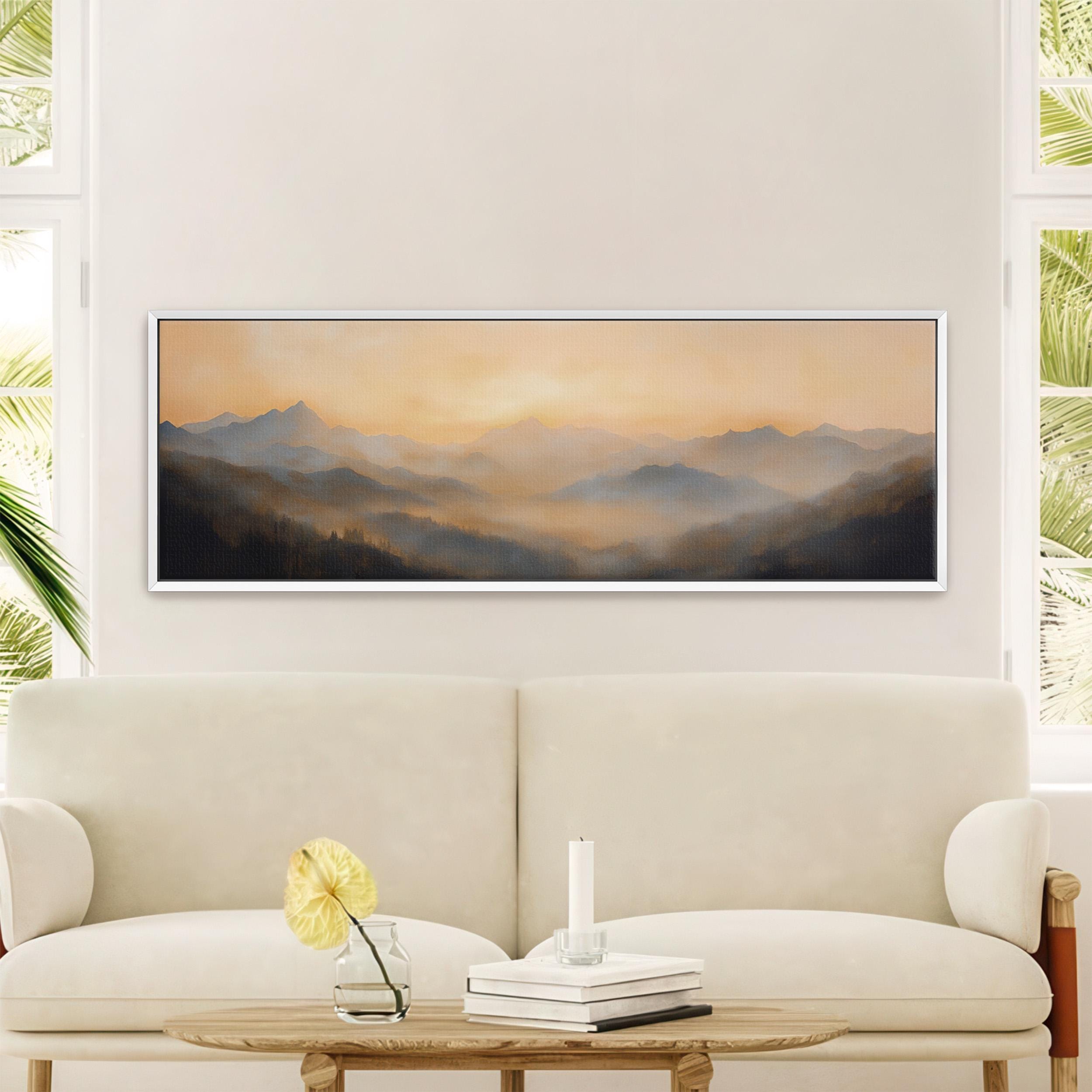 Golden Mountain Sunset Wall Art - Moody Canvas Art - View 5