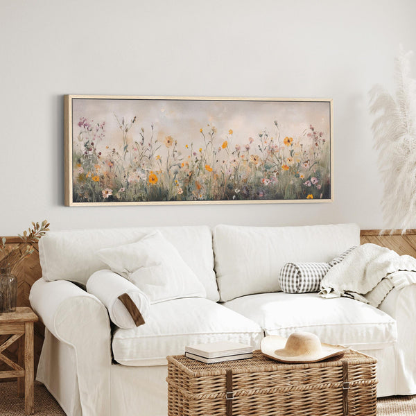 Wildflowers Large Wall Art - Neutral Canvas Art for Living room