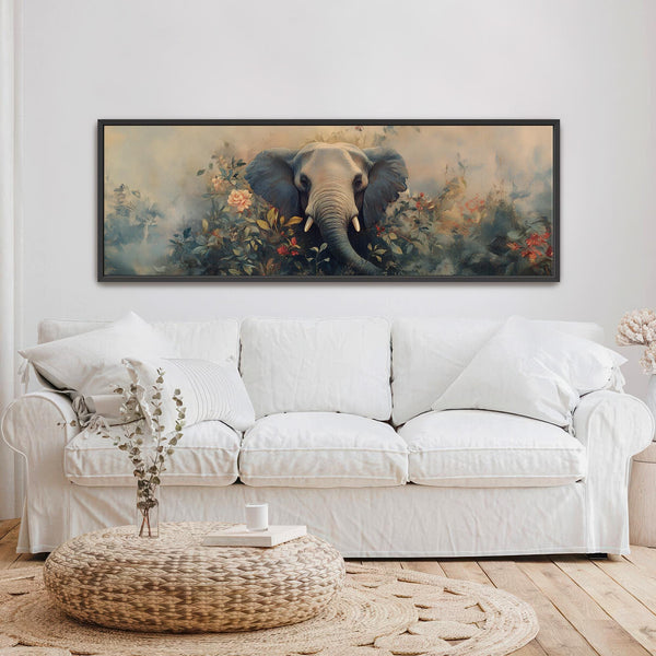 Elephant In Bloom Wall Art - Moody Canvas Art - View 6