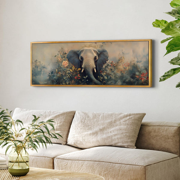 Elephant In Bloom Wall Art - Moody Canvas Art - View 4