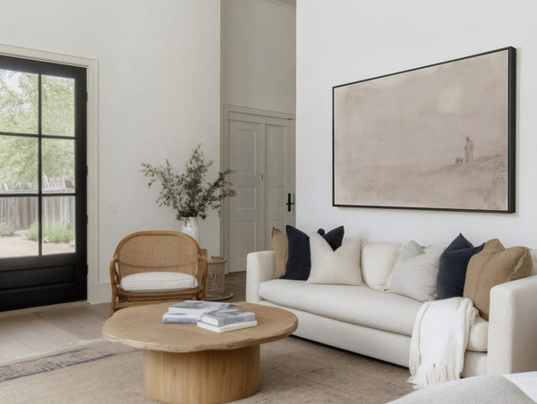 Jesus Leaves The 99 Framed Canvas Art - Neutral Canvas Art for Living room - View 7