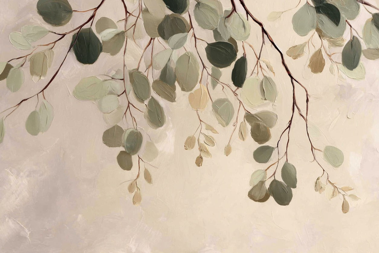 Soft Canopy — Eucalyptus Leaf Branch Canvas Wall Art