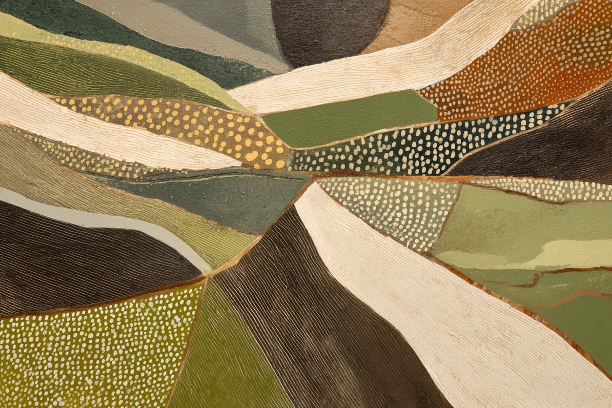 Terrace Lines — Olive Abstract Canvas Wall Art