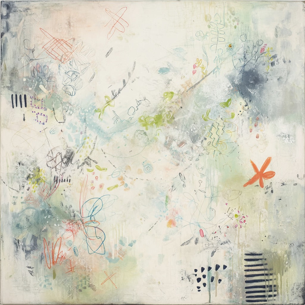 Soft Scribble Field — Pastel Abstract Canvas Wall Art