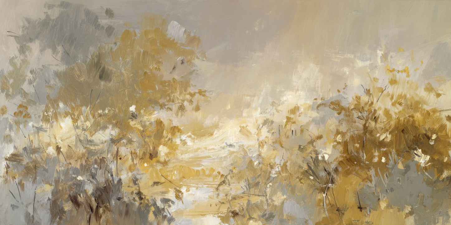 Loose gold and gray floral layers with a bright center and pale open middle