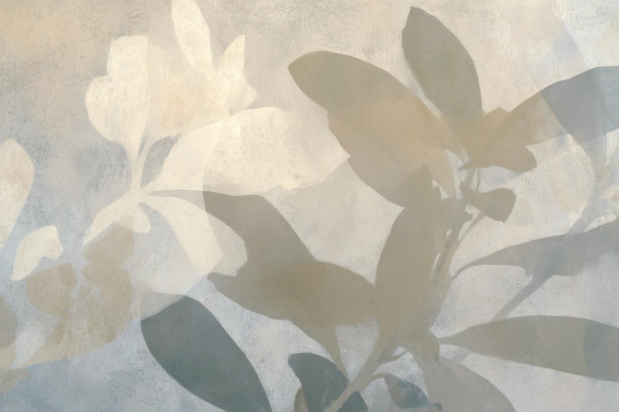 Garden Veil — Soft Beige Leaf Branch Canvas Wall Art