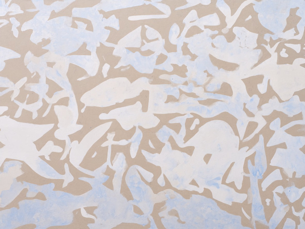 Drifted Sand — Beige Blue Abstract Canvas Wall Art