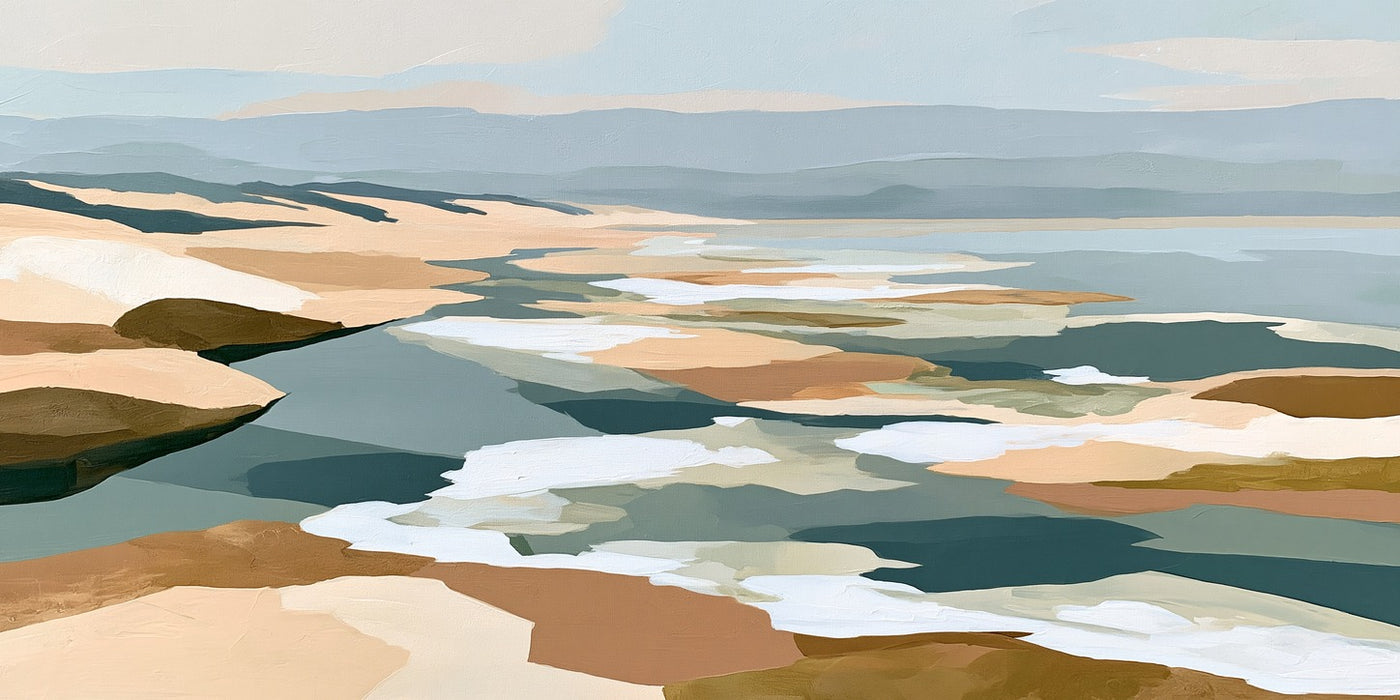 Tidal Flats — Abstract Coastal Landscape Canvas Wall Art