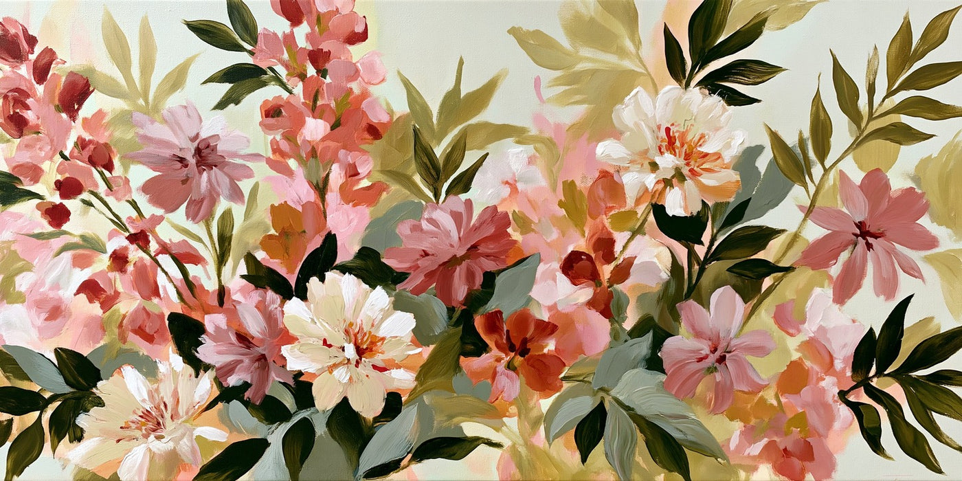 Blush Meadow — Pink Floral Canvas Wall Art