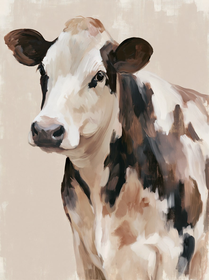 Soft Barnlight — Cow Portrait Canvas Wall Art