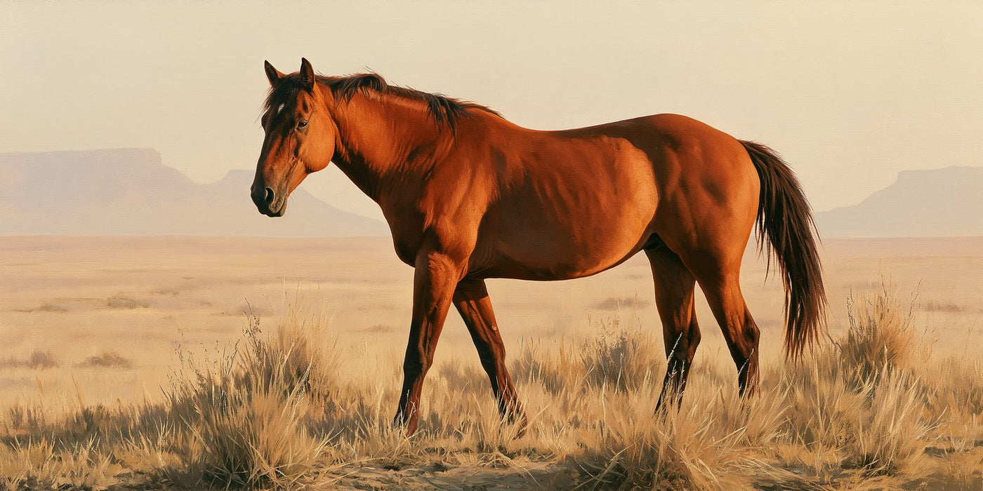 Desert Pause — Chestnut Horse Canvas Wall Art