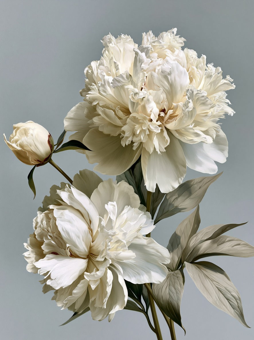 Ivory Bloom — Cream Peony Canvas Wall Art