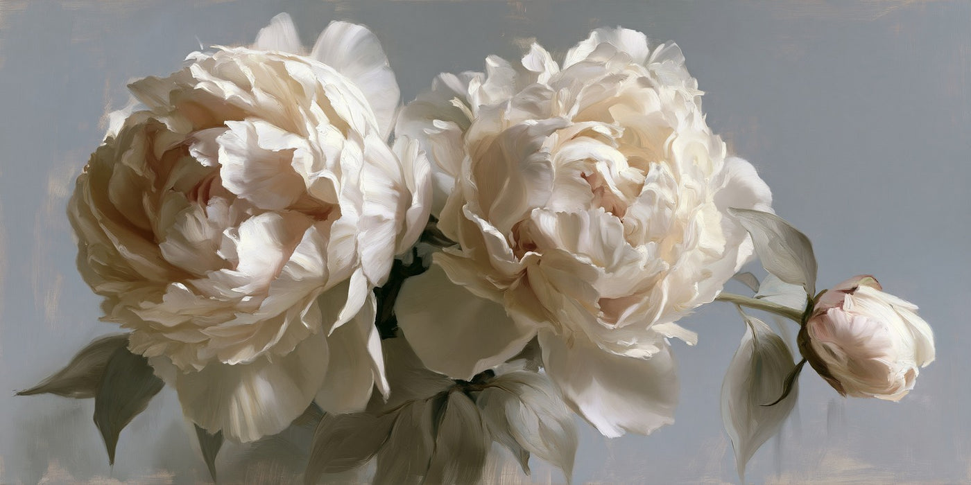 Ivory Garden — Cream Peonies Canvas Wall Art