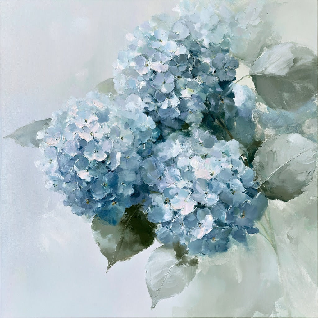 Blue Bloom Study — Hydrangea Bouquet Canvas Wall Art