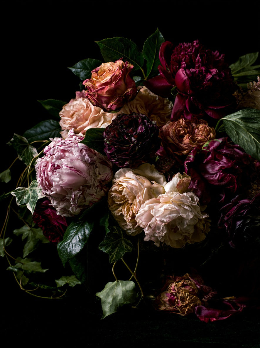 Velvet After Dark — Dark Floral Bouquet Canvas Wall Art