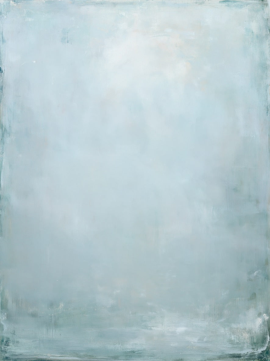 Misty Veil — Pale Blue Abstract Canvas Wall Art