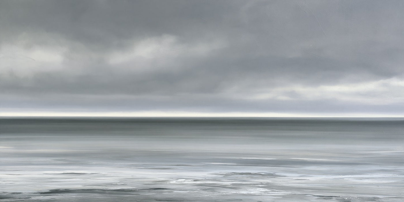 Smoke Grey Horizon — Minimal Seascape Canvas Wall Art