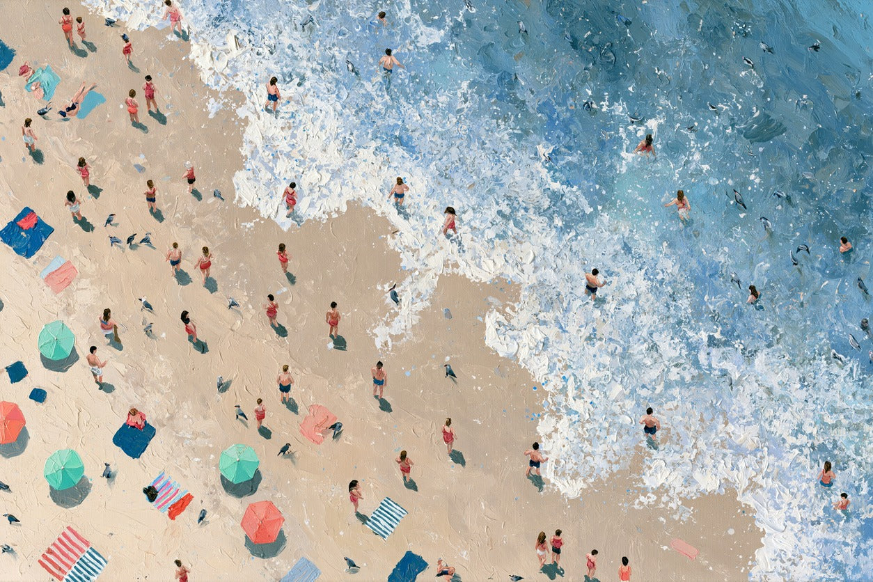 High Tide Walk — Beach Canvas Wall Art