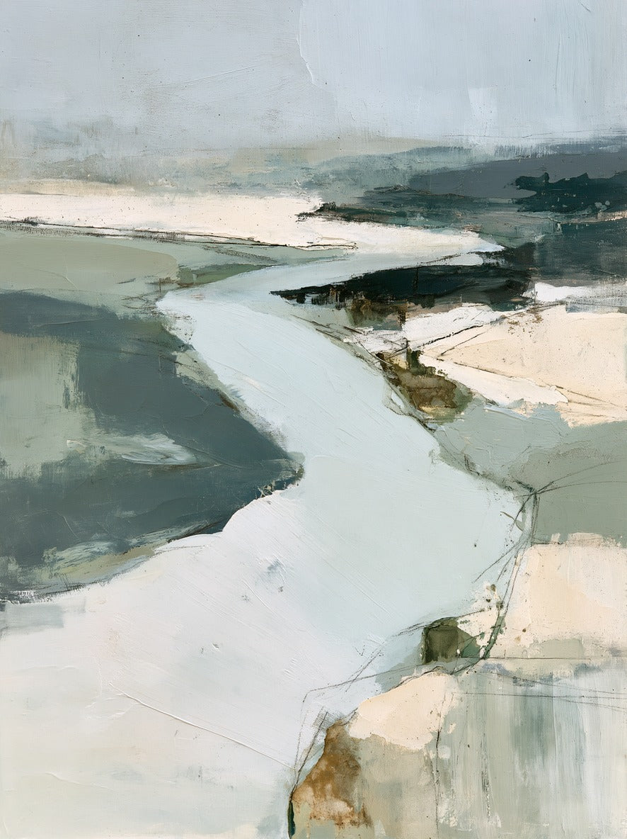 Salted Channel — Abstract Coastal Channel Canvas Wall Art