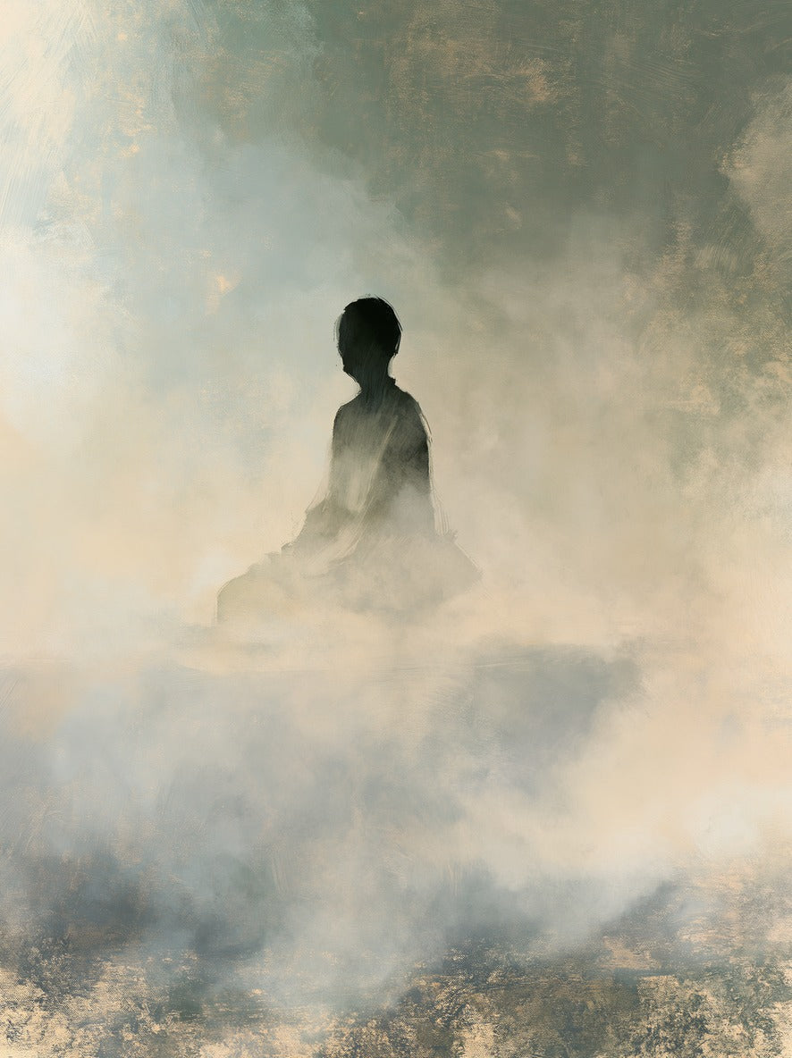 Veiled Figure — Seated Figure Canvas Wall Art