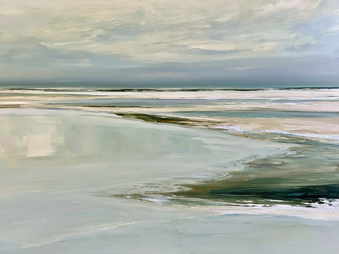 Tide Line — Pale Shoreline Canvas Wall Art