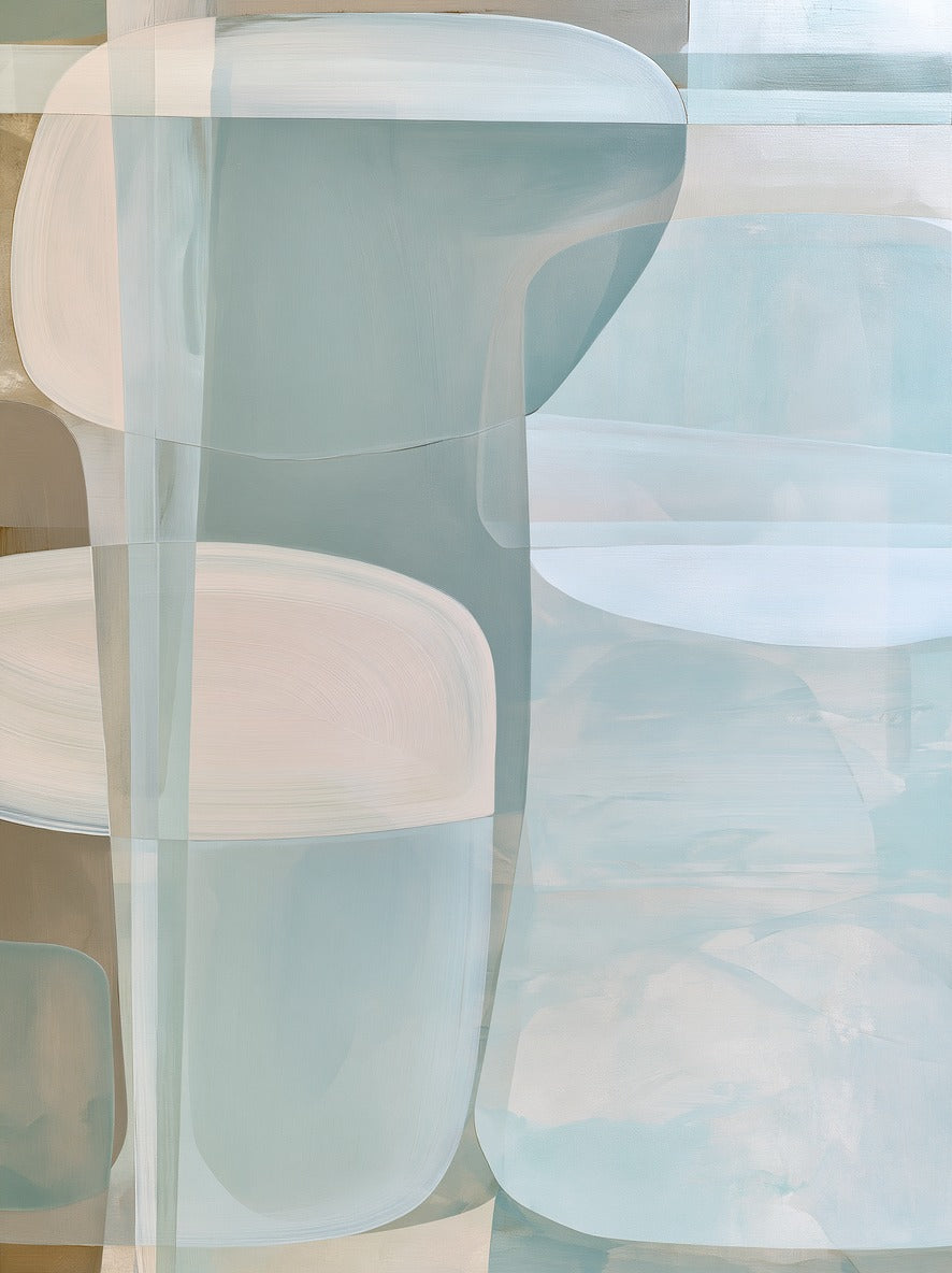 Tidal Glass — Soft Blue Abstract Canvas Wall Art