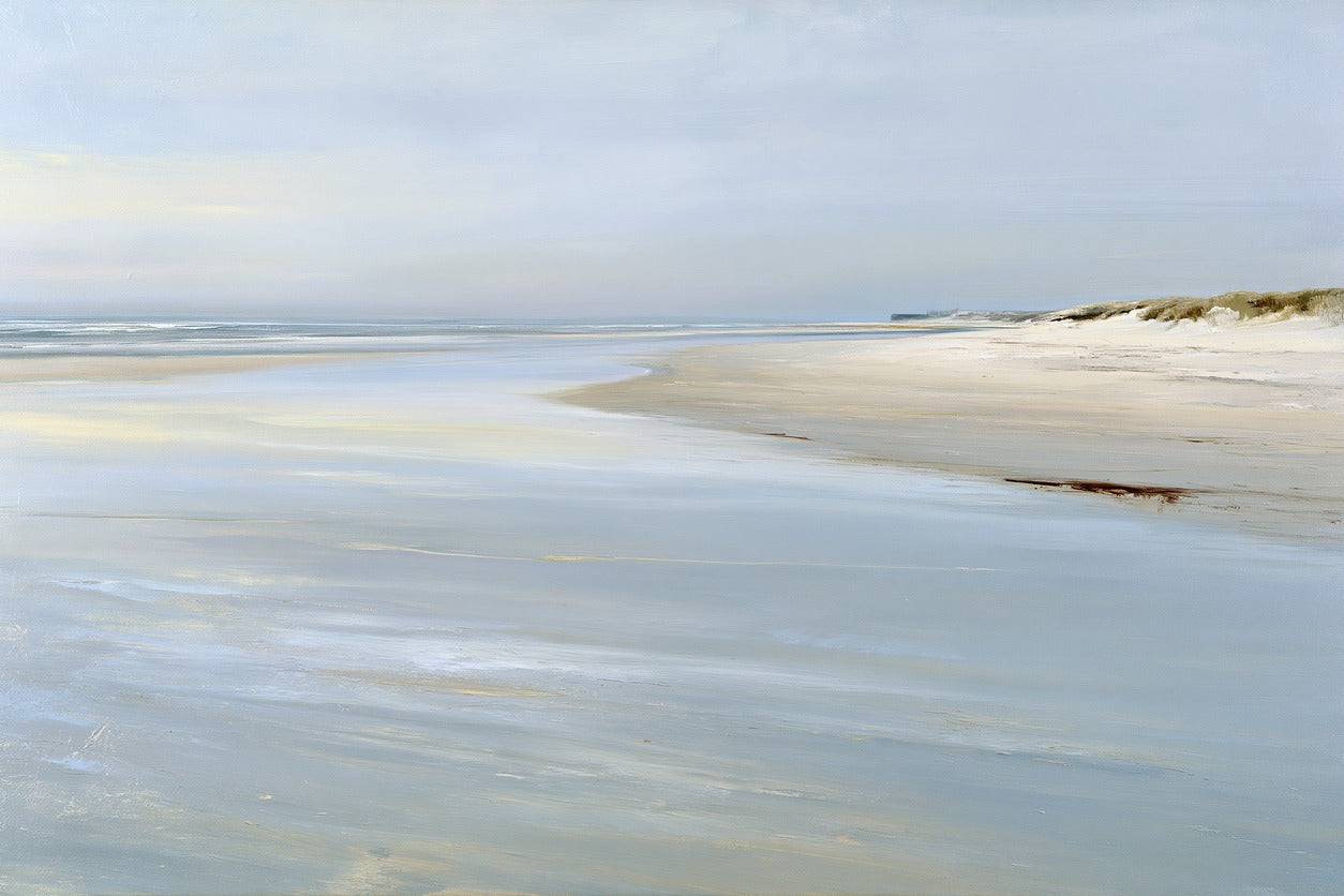 Low Tide Light — Pale Shoreline Canvas Wall Art