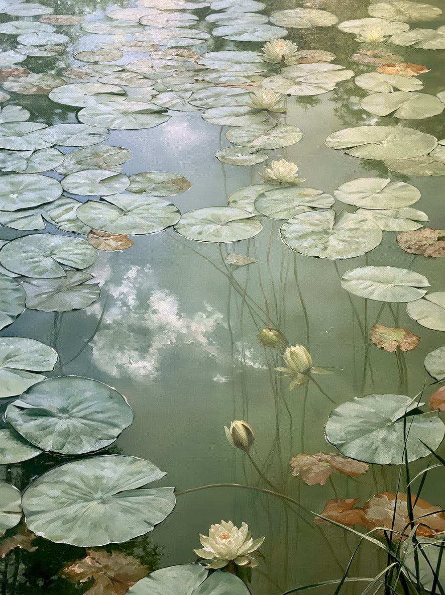 Pondlight Drift — Lily Pad Water Garden Canvas Wall Art