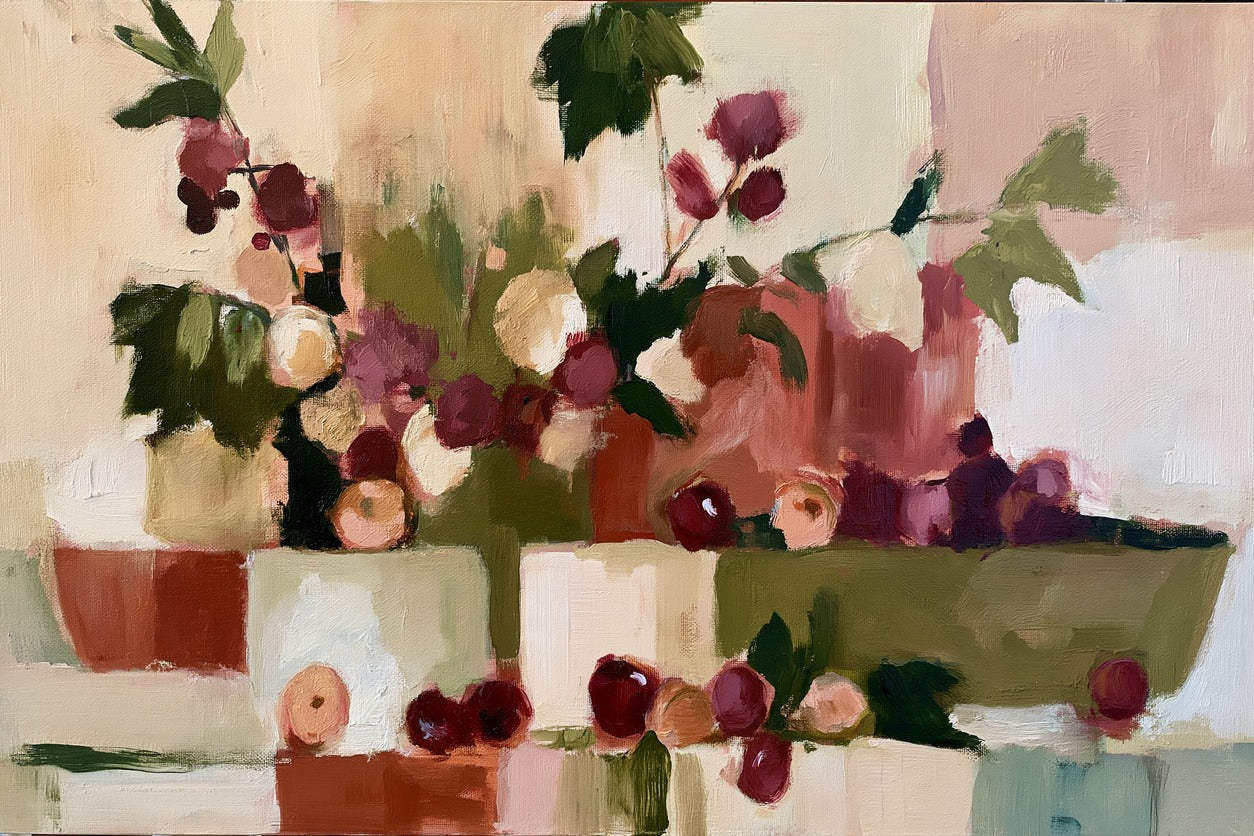 Vineyard Notes — Abstract Still Life Canvas Wall Art